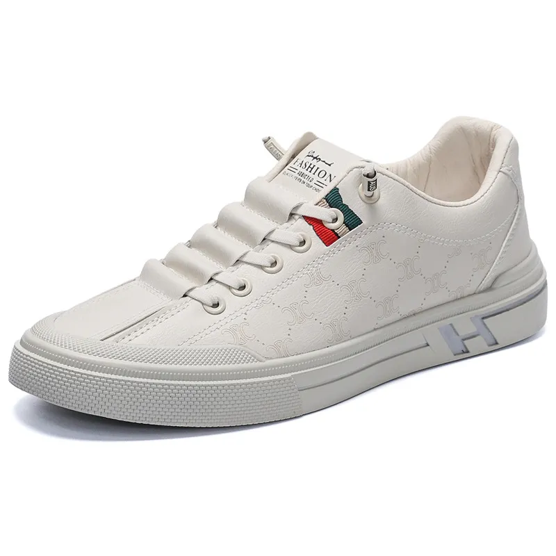 Men's Breathable White Flat Sole Sneakers Summer – Korean Style Trendy Versatile Casual Skate Shoes, Lightweight Sports Shoes for Men